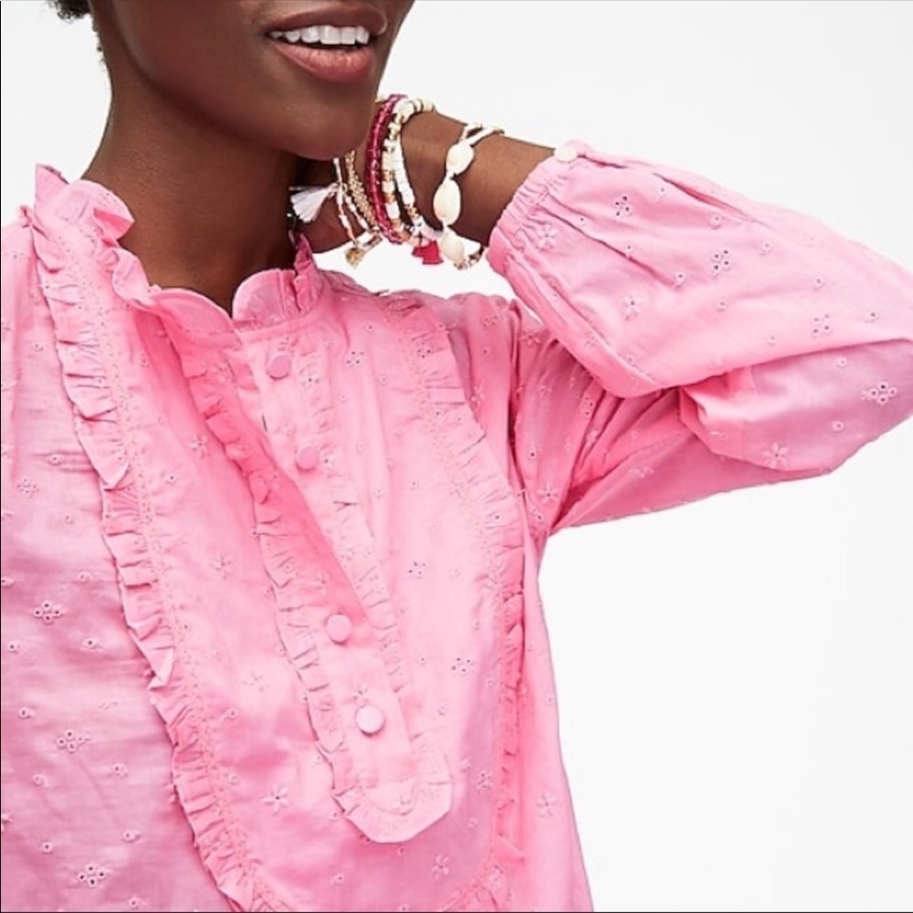 J Crew Pink Ruffle Floral Eyelet Larkspur Pink XXS - Picture 2 of 13